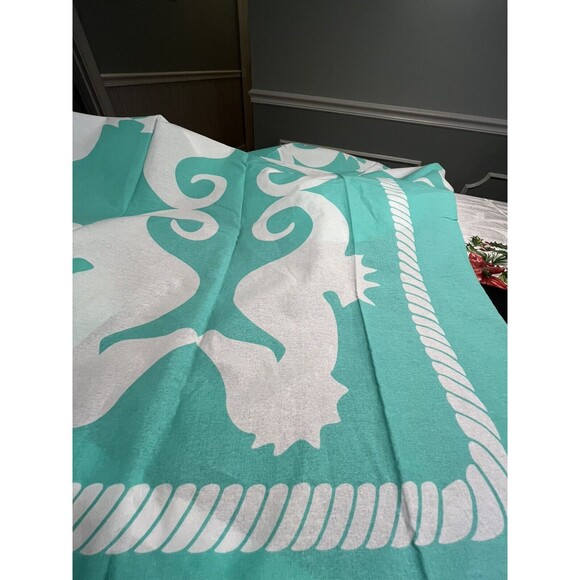 Beach Road Seahorses Teal White “The Beach Sheet” - Picture 7 of 14